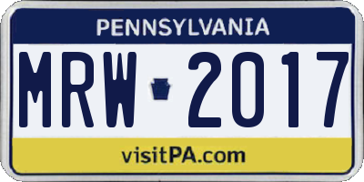 PA license plate MRW2017
