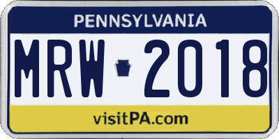 PA license plate MRW2018