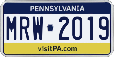 PA license plate MRW2019
