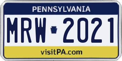 PA license plate MRW2021