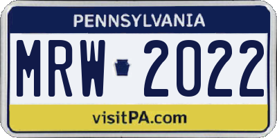 PA license plate MRW2022