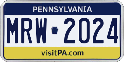 PA license plate MRW2024