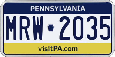 PA license plate MRW2035