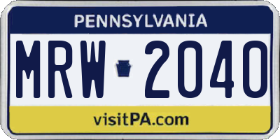PA license plate MRW2040