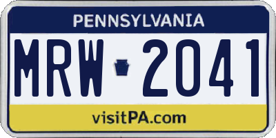 PA license plate MRW2041