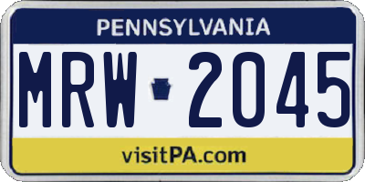 PA license plate MRW2045