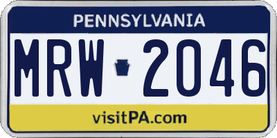 PA license plate MRW2046