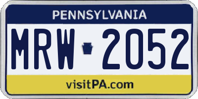 PA license plate MRW2052