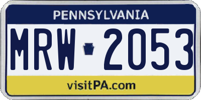 PA license plate MRW2053