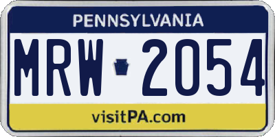PA license plate MRW2054