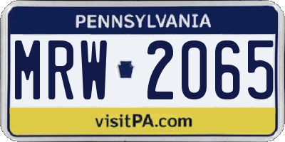 PA license plate MRW2065