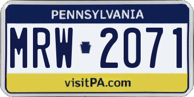 PA license plate MRW2071