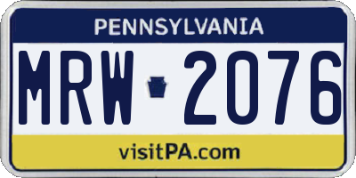 PA license plate MRW2076