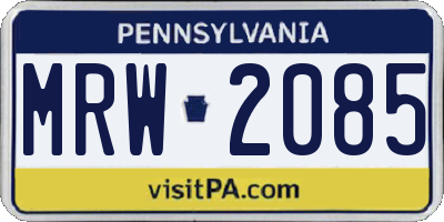 PA license plate MRW2085