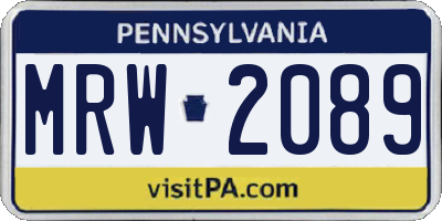 PA license plate MRW2089