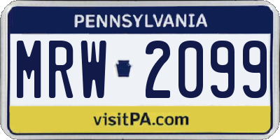 PA license plate MRW2099