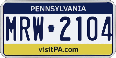 PA license plate MRW2104