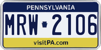 PA license plate MRW2106