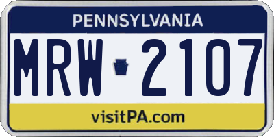 PA license plate MRW2107
