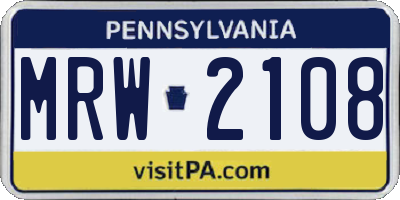 PA license plate MRW2108