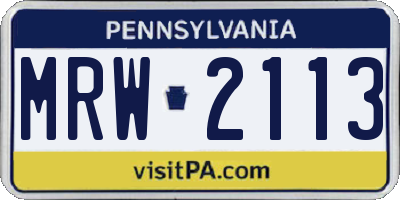 PA license plate MRW2113