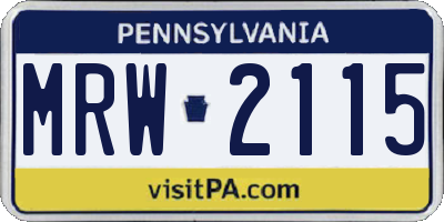 PA license plate MRW2115