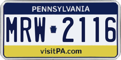 PA license plate MRW2116