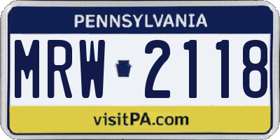 PA license plate MRW2118