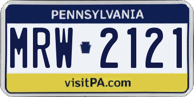 PA license plate MRW2121
