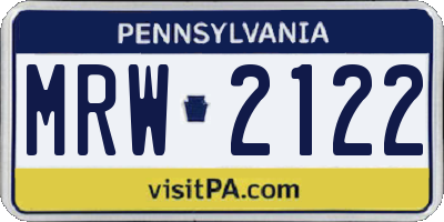 PA license plate MRW2122