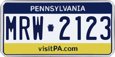 PA license plate MRW2123
