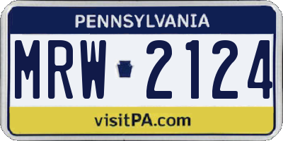PA license plate MRW2124