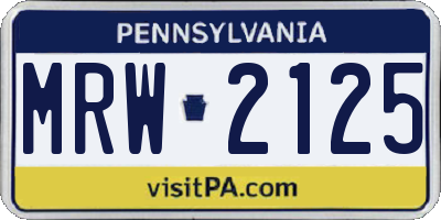PA license plate MRW2125