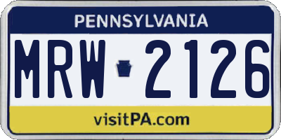 PA license plate MRW2126