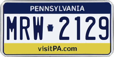 PA license plate MRW2129