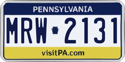 PA license plate MRW2131