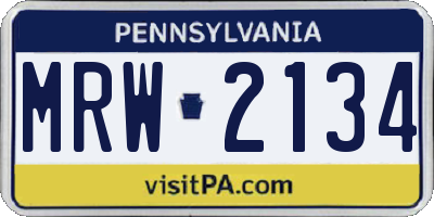 PA license plate MRW2134