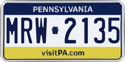 PA license plate MRW2135