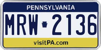 PA license plate MRW2136