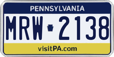 PA license plate MRW2138