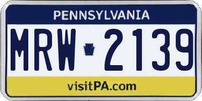 PA license plate MRW2139