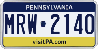 PA license plate MRW2140