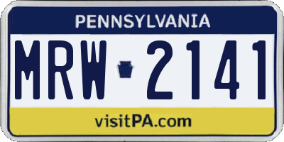 PA license plate MRW2141