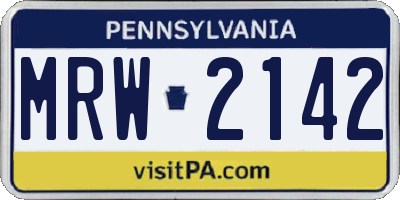 PA license plate MRW2142