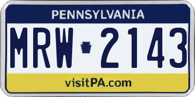 PA license plate MRW2143
