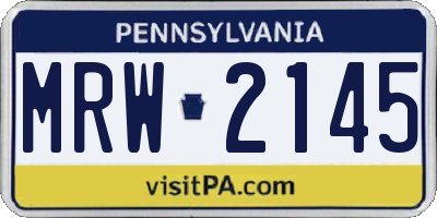 PA license plate MRW2145