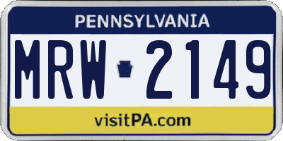 PA license plate MRW2149