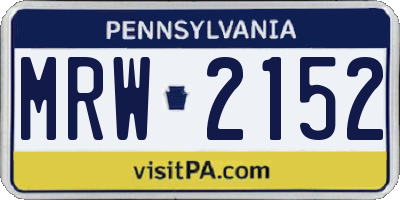 PA license plate MRW2152