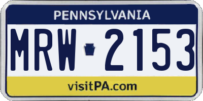 PA license plate MRW2153