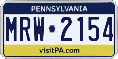 PA license plate MRW2154